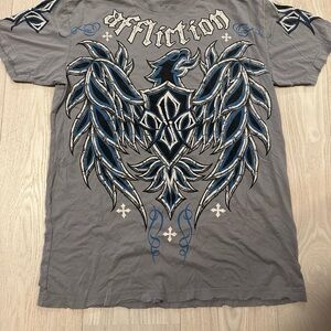 Affliction Men's Grey Graphic T-Shirt
